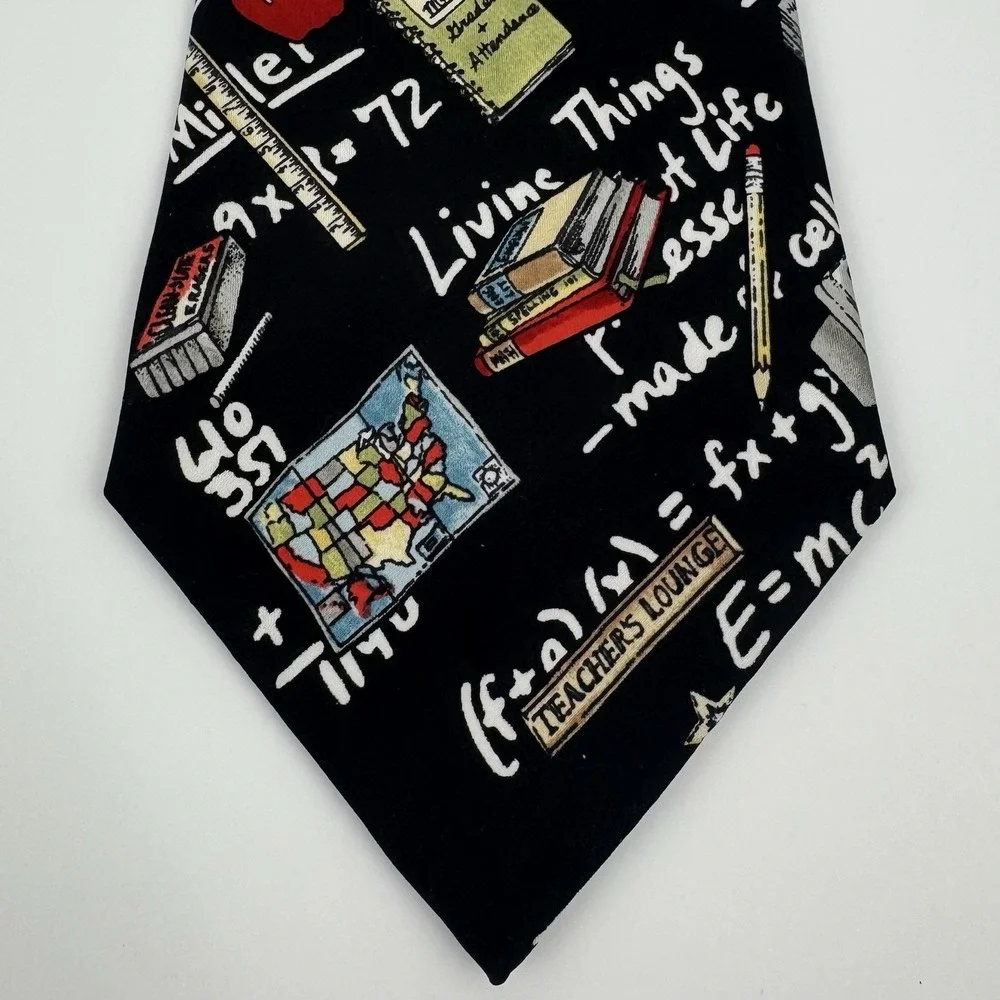Nicole Miller Studio Teacher Novelty Tie Math Science Chalkboard Neck Tie 1996